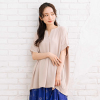 【sabstreet bis】【web限定】【大きいサイズ】 15号(3L) 【COOL・UV・防シワ】ライトジョーゼットキーネックシャツ