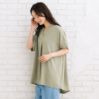 【sabstreet bis】【web限定】【大きいサイズ】 15号(3L) 【COOL・UV・防シワ】ライトジョーゼットキーネックシャツ