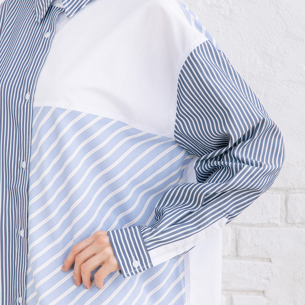 15号(3L) FONTLAB ストライプクレイジーパターンシャツ15