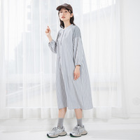 15号(3L) FONTLAB ストライプバンドカラーシャツワンピース