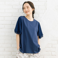 15号(3L) FONTLAB スタージャカードシフォンスリーブカットソー