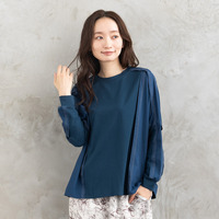 15号(3L) FONTLAB 布帛コンビ配色ステッチカットソー