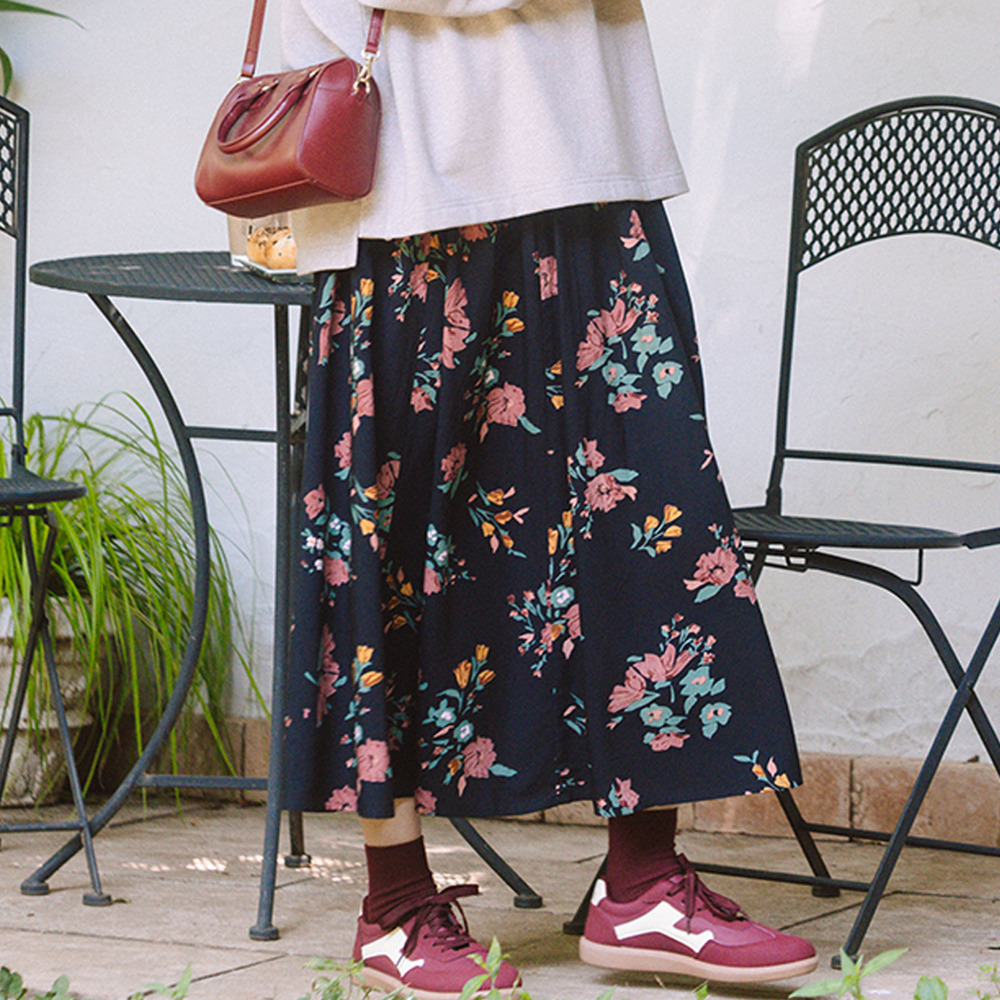 INDESIGN フラワーブーケプリントスカート1