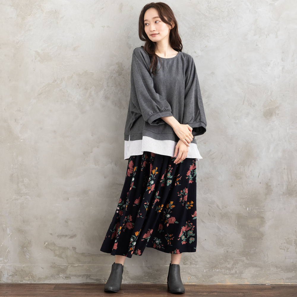 INDESIGN フラワーブーケプリントスカート12