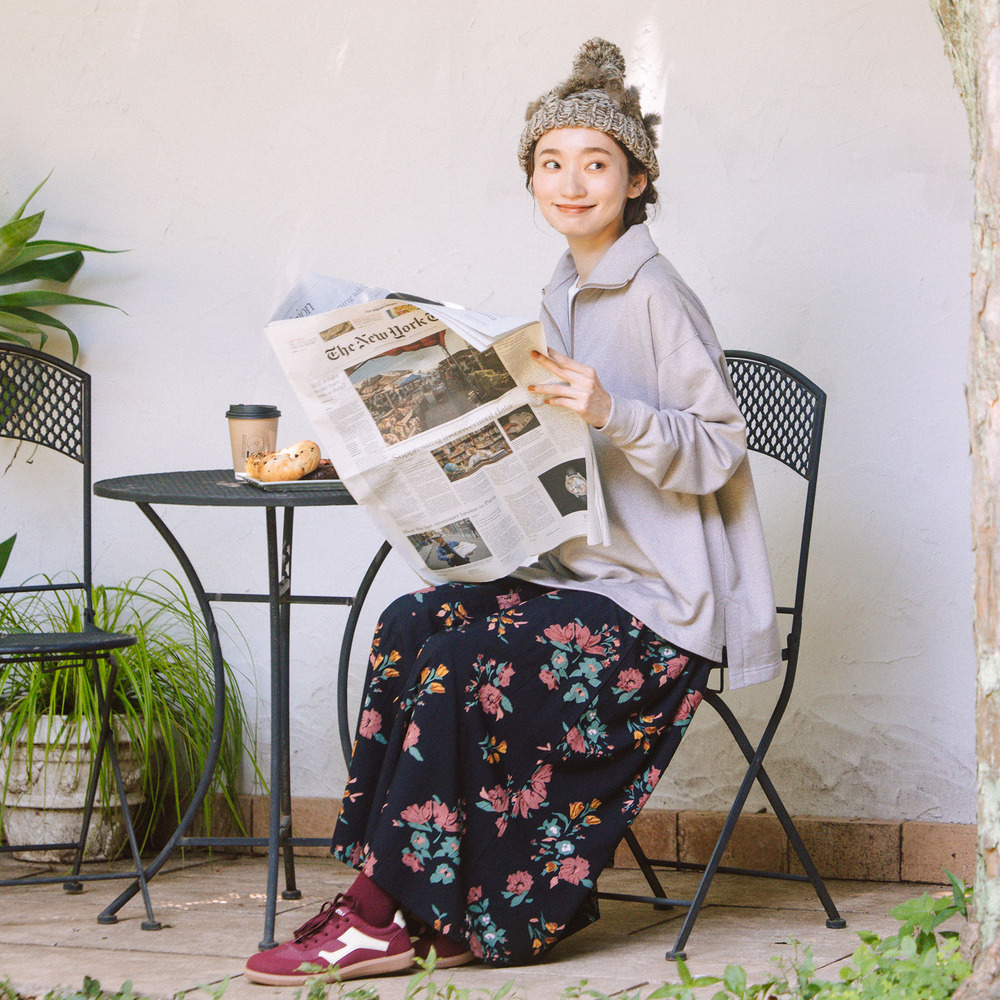 INDESIGN フラワーブーケプリントスカート2