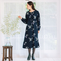 INDESIGN フラワープリントピンタックワンピース