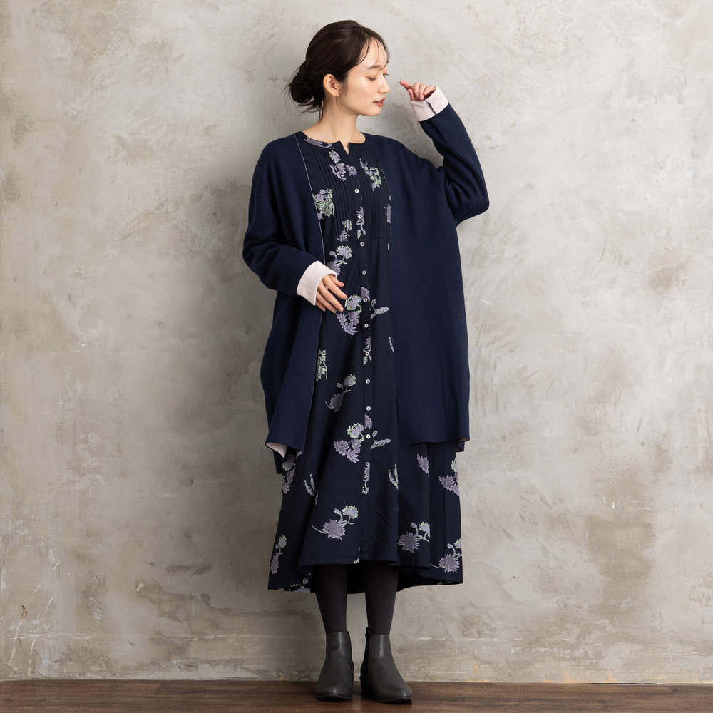 INDESIGN フラワープリントピンタックワンピース12