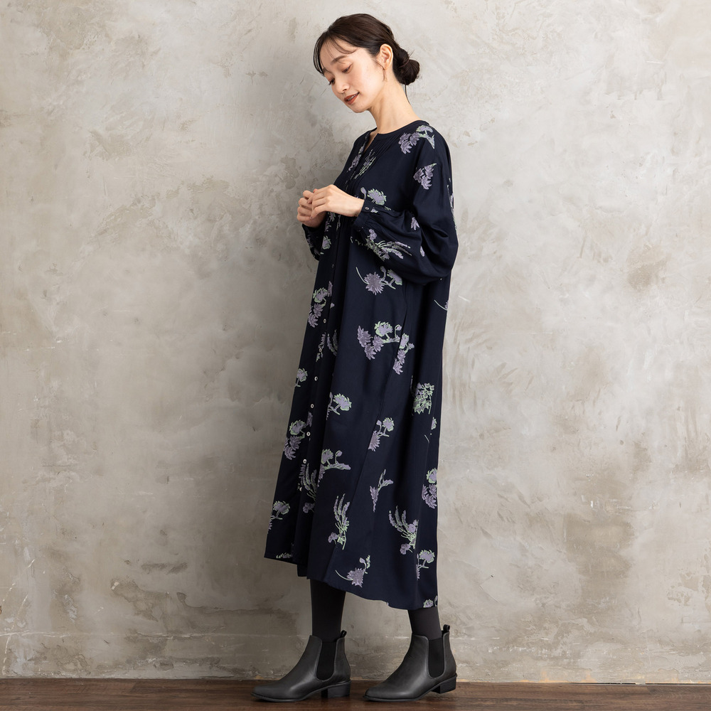 INDESIGN フラワープリントピンタックワンピース13