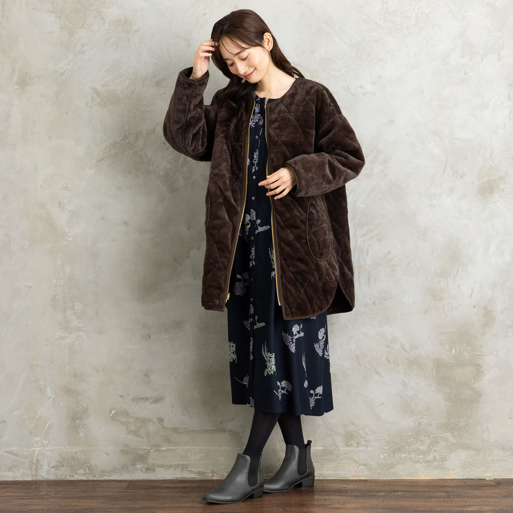 INDESIGN フラワープリントピンタックワンピース26