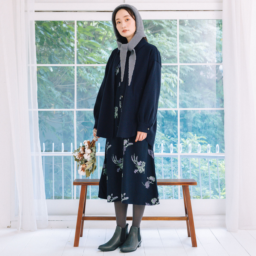 INDESIGN フラワープリントピンタックワンピース3