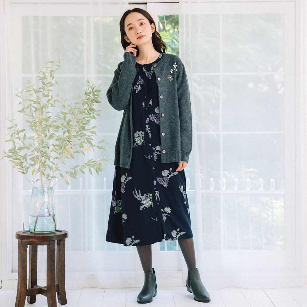 INDESIGN フラワープリントピンタックワンピース6