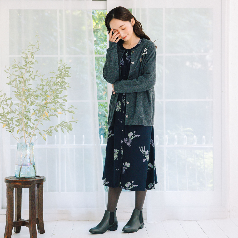 INDESIGN フラワープリントピンタックワンピース7