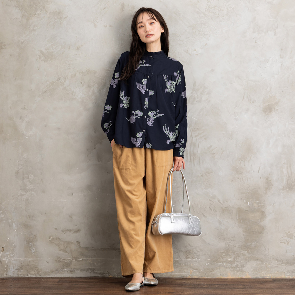 INDESIGN フラワープリントフリルカラーブラウス11