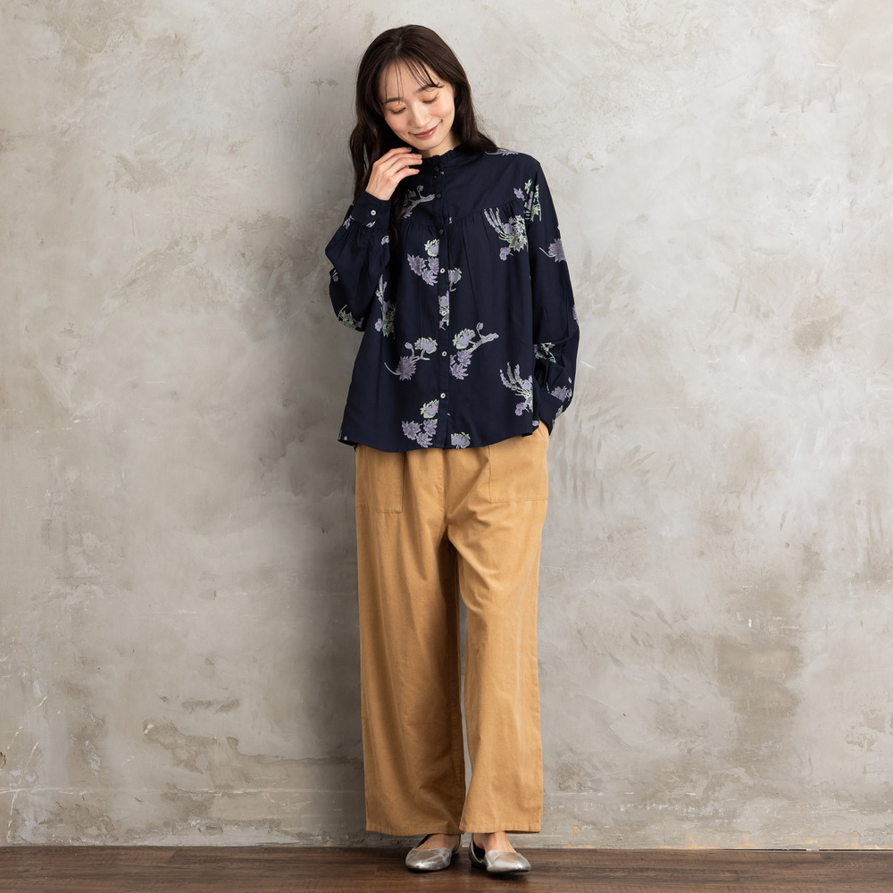 INDESIGN フラワープリントフリルカラーブラウス13