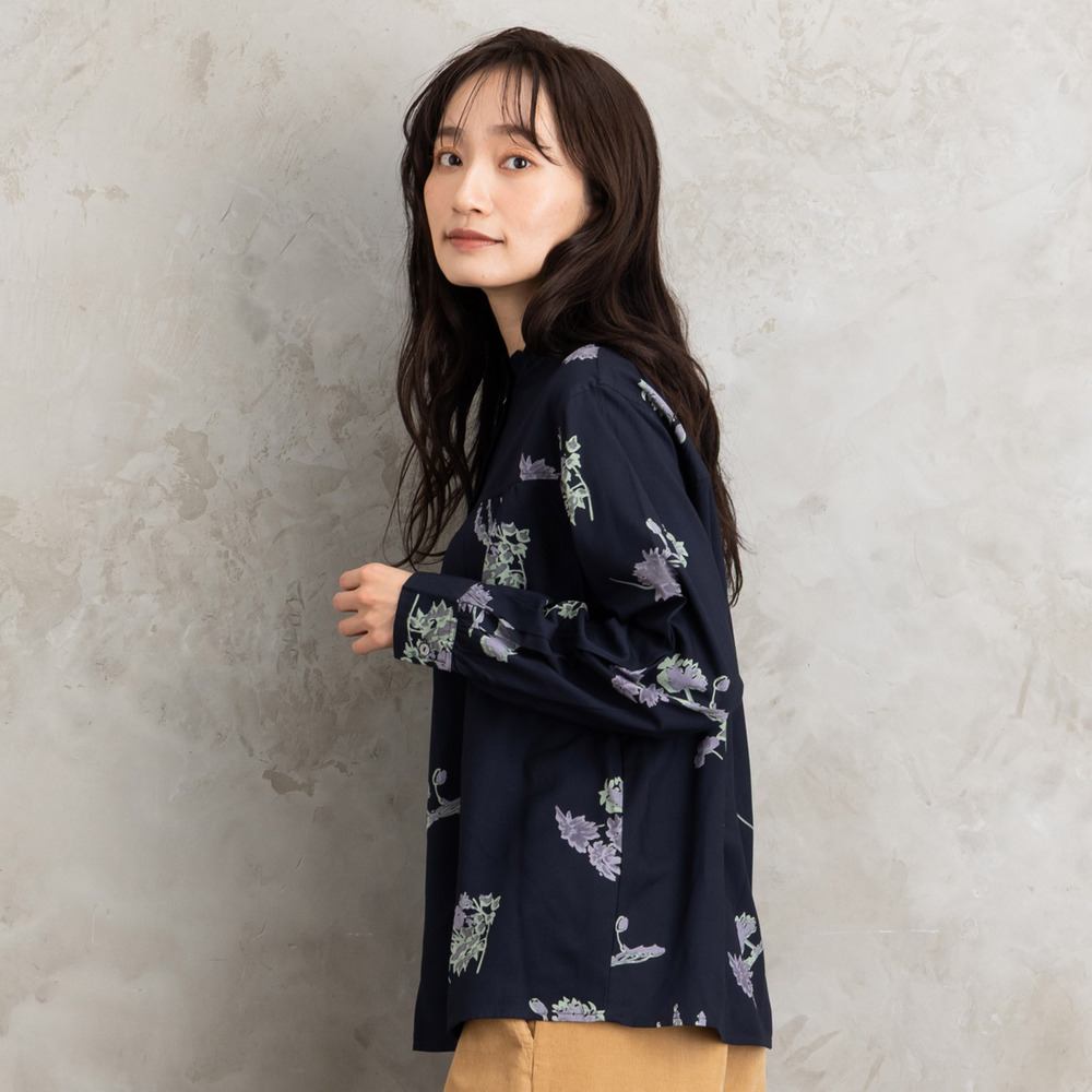 INDESIGN フラワープリントフリルカラーブラウス14