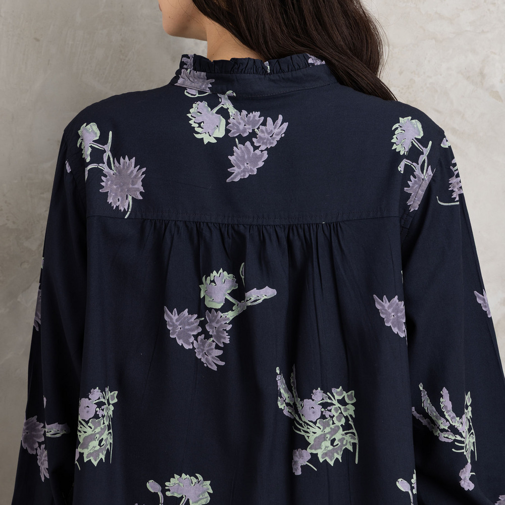 INDESIGN フラワープリントフリルカラーブラウス16