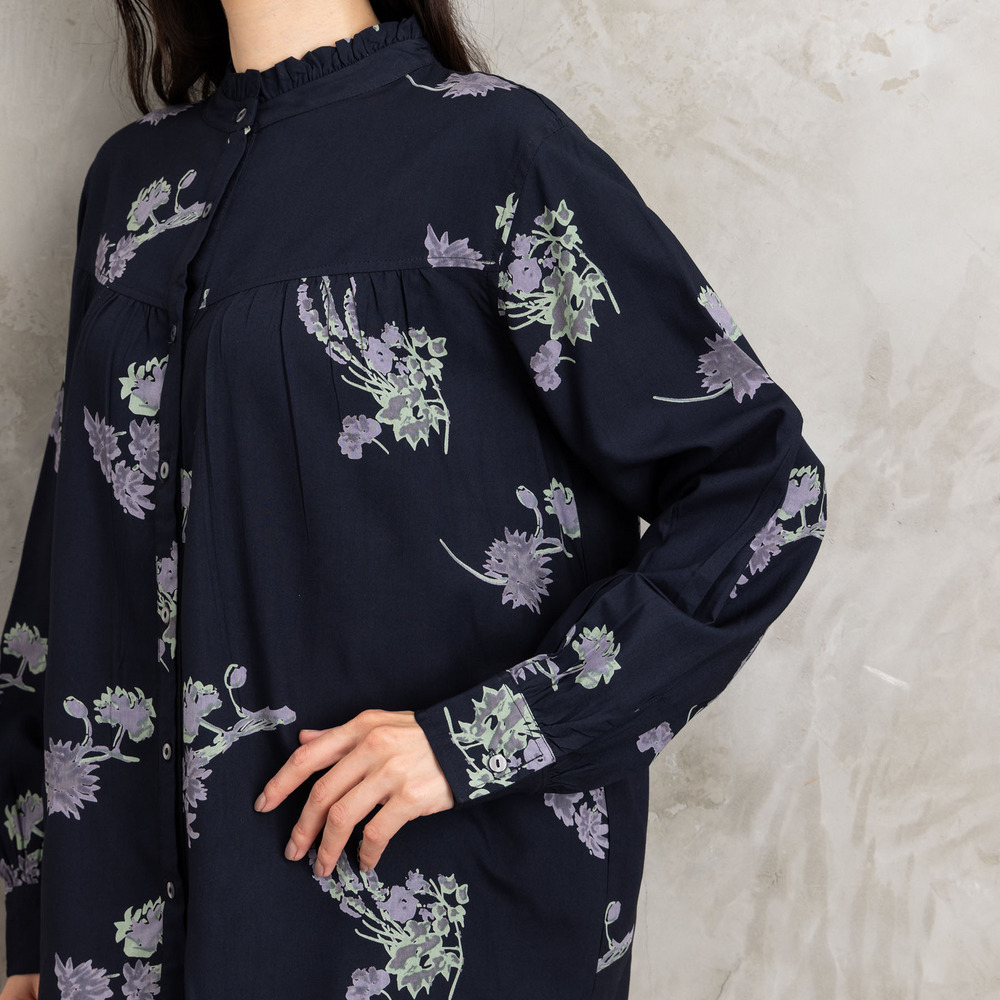INDESIGN フラワープリントフリルカラーブラウス18