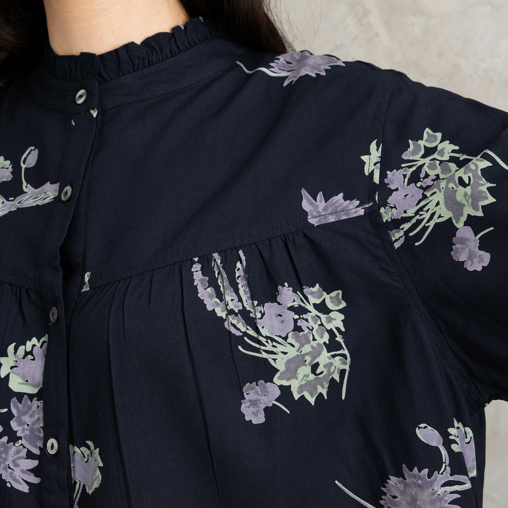 INDESIGN フラワープリントフリルカラーブラウス19
