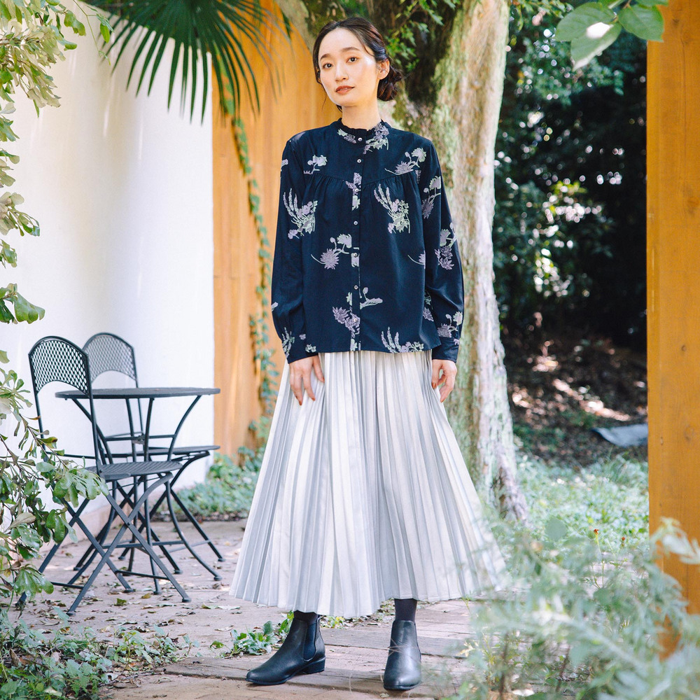 INDESIGN フラワープリントフリルカラーブラウス4