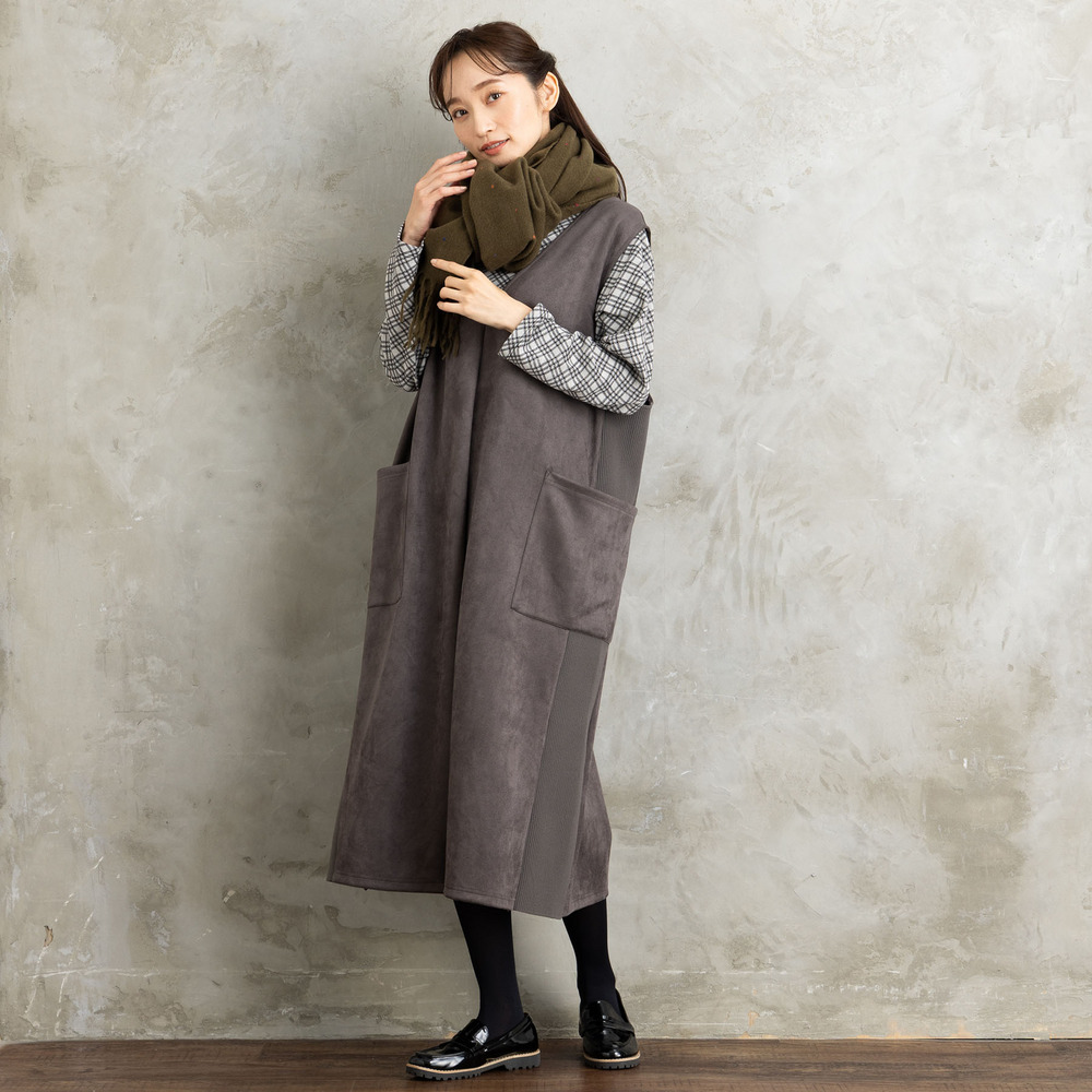 FONTLAB マシュマロスウェードVネックジャンパースカート5