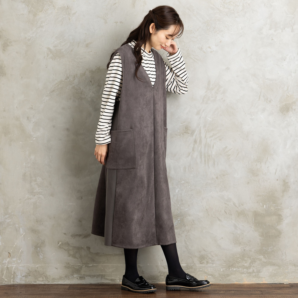 FONTLAB マシュマロスウェードVネックジャンパースカート6