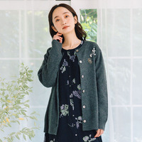 (ロジーク) [30th]ビジューブローチライクニットカーディガン