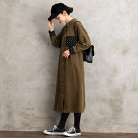 INDESIGN ドットポケットコーデュロイシャツワンピース