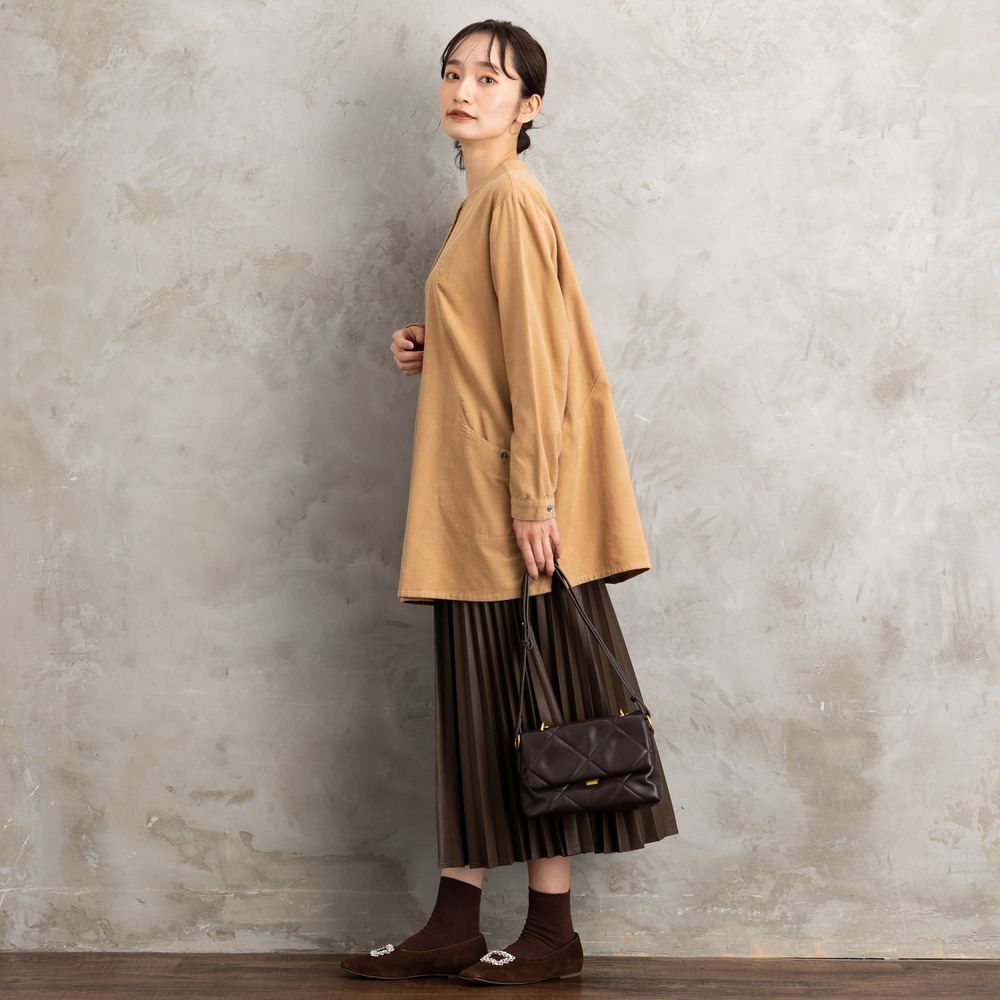 INDESIGN コーデュロイバンドカラーシャツ2