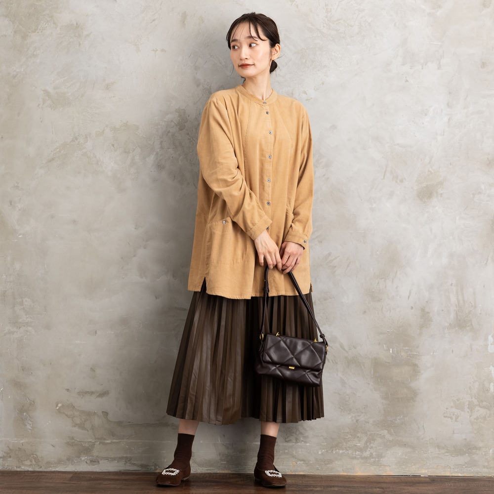 INDESIGN コーデュロイバンドカラーシャツ3