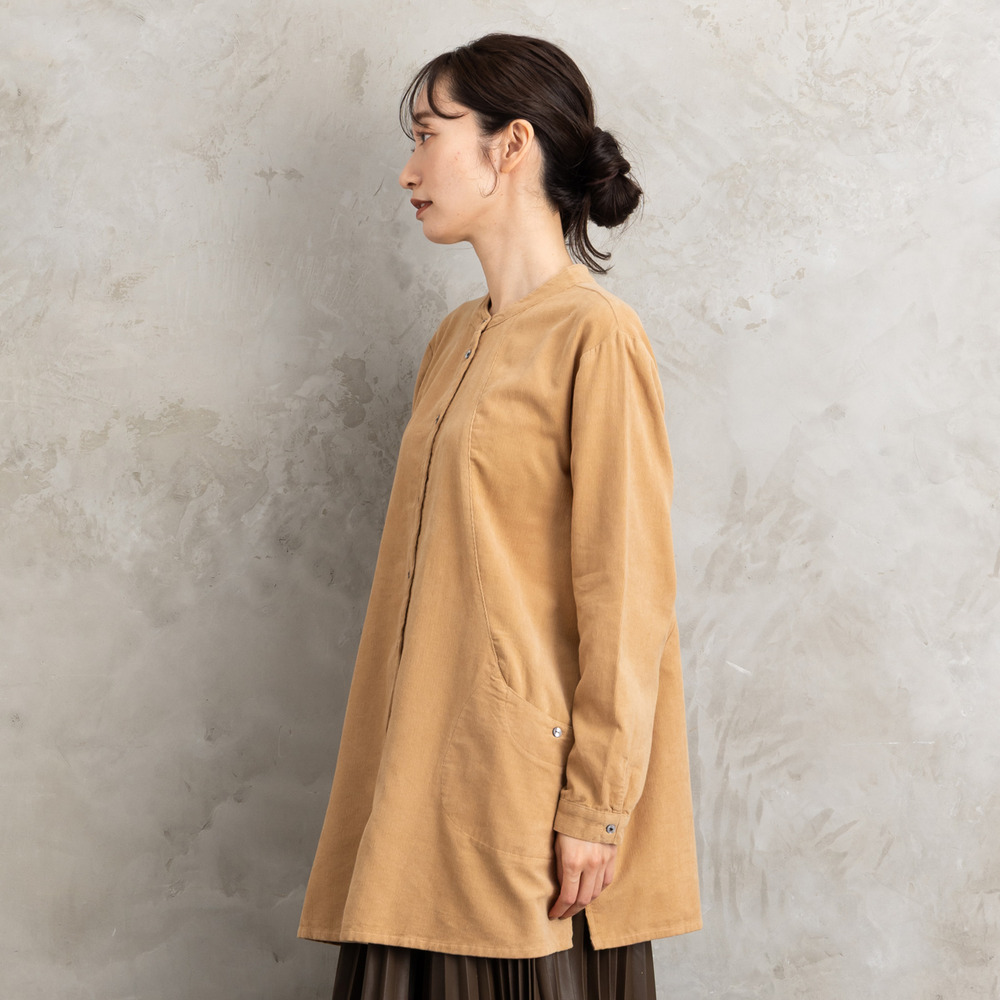 INDESIGN コーデュロイバンドカラーシャツ8