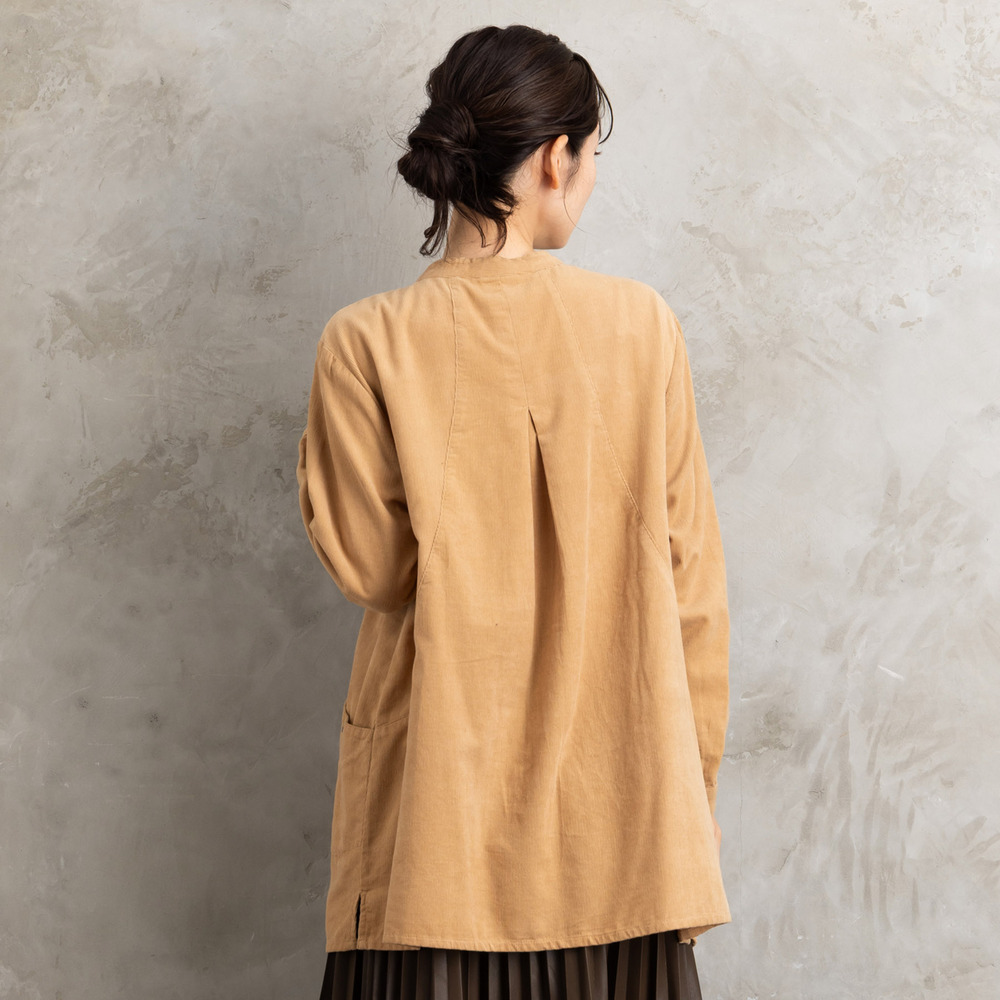 INDESIGN コーデュロイバンドカラーシャツ9