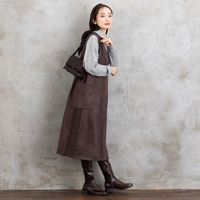 21号(6L～) FONTLAB マシュマロスウェードVネックジャンパースカート