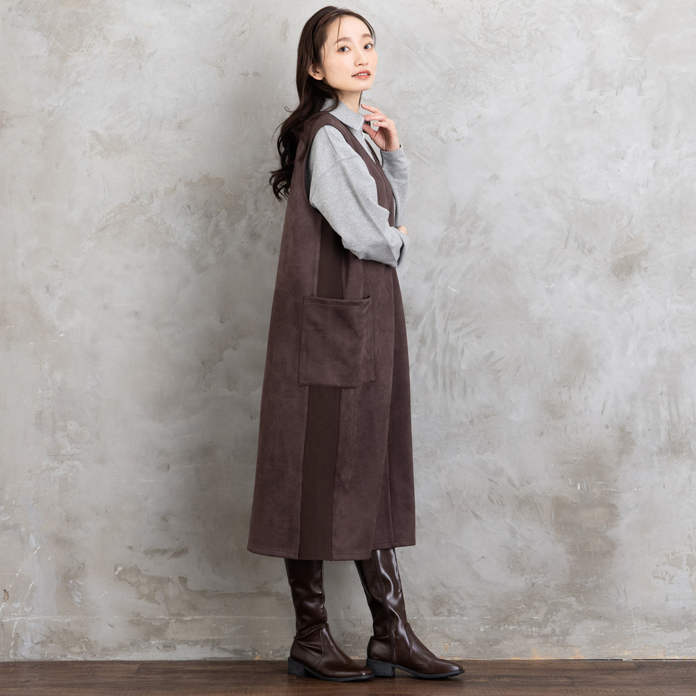 21号(6L~) FONTLAB マシュマロスウェードVネックジャンパースカート10