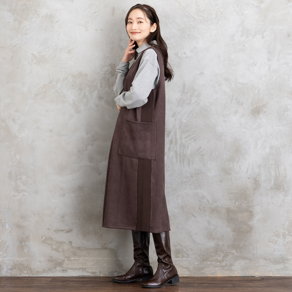 21号(6L~) FONTLAB マシュマロスウェードVネックジャンパースカート11