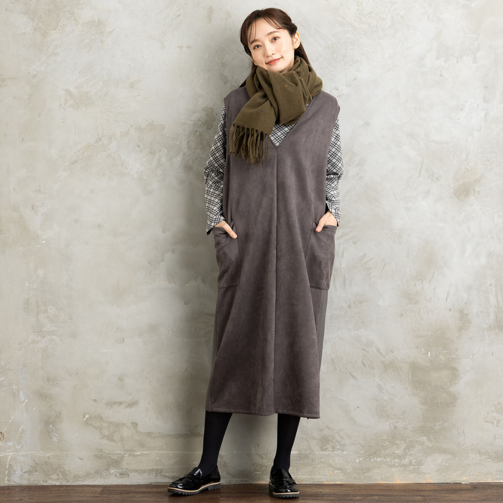 21号(6L~) FONTLAB マシュマロスウェードVネックジャンパースカート4