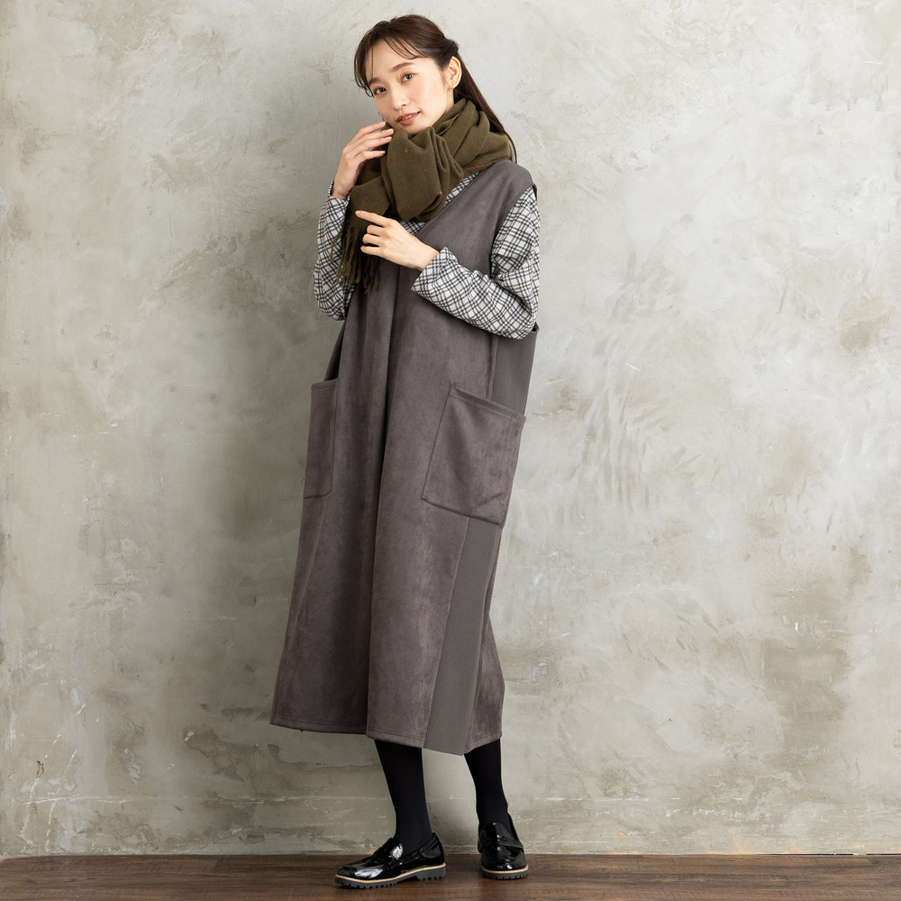 21号(6L~) FONTLAB マシュマロスウェードVネックジャンパースカート5