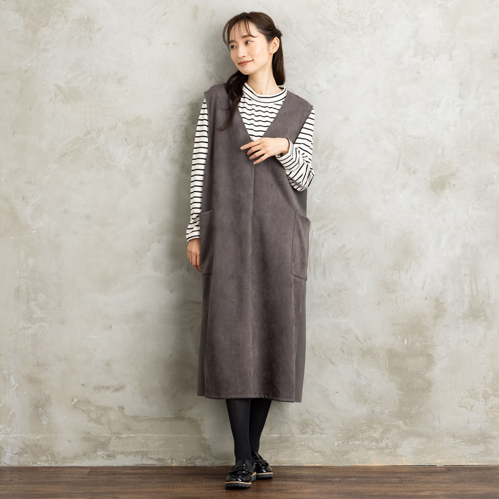 21号(6L~) FONTLAB マシュマロスウェードVネックジャンパースカート7