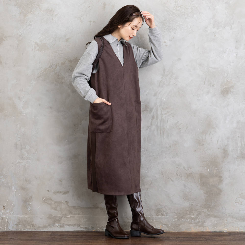 21号(6L~) FONTLAB マシュマロスウェードVネックジャンパースカート8