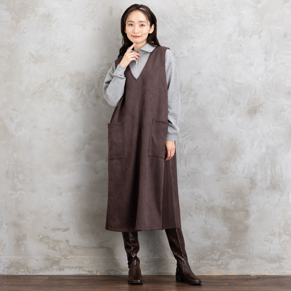 21号(6L~) FONTLAB マシュマロスウェードVネックジャンパースカート9