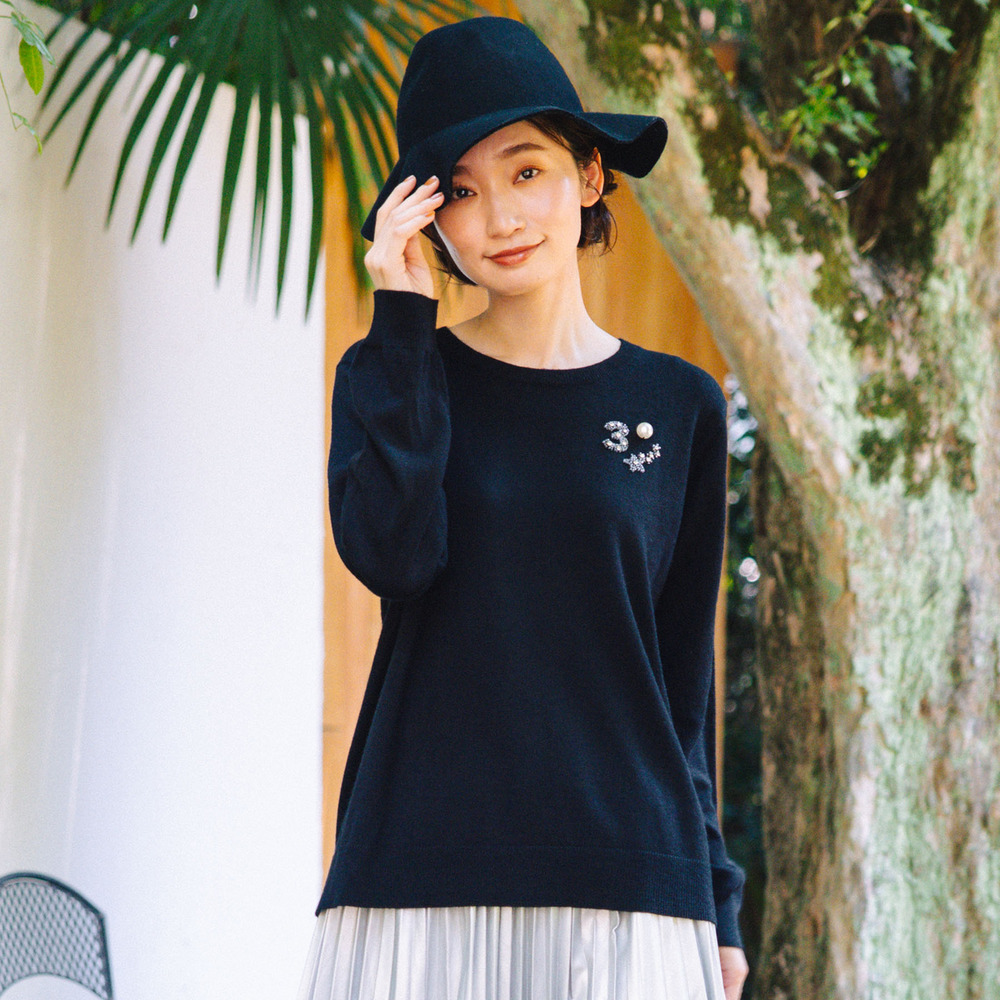 21号(6L～) (ロジーク) [30th]ビジューブローチライクニット