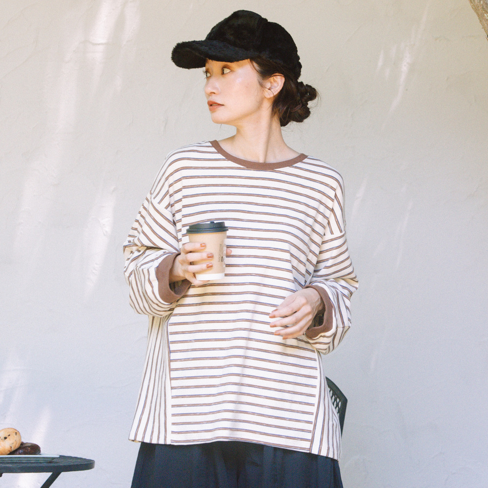 21号(6L～) FONTLAB サイドスイッチストライプカットソー