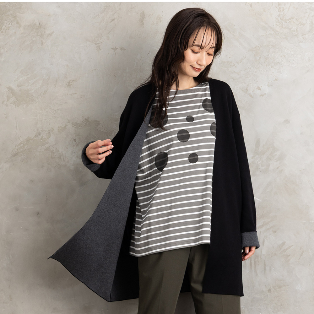 21号(6L~) FONTLAB Wフェイス配色コーディガン1