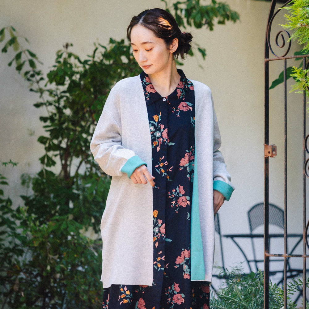 21号(6L~) FONTLAB Wフェイス配色コーディガン1