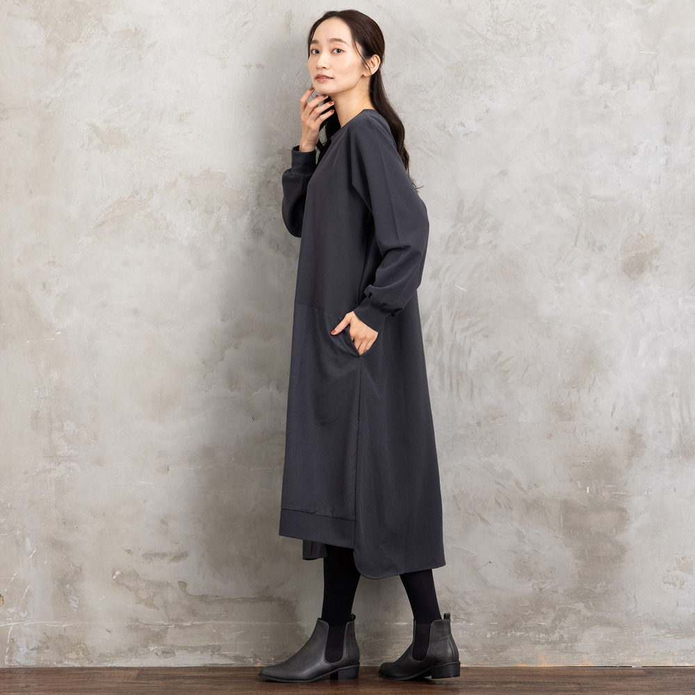 21号(6L～) FONTLAB 異素材コンビアシメワンピース