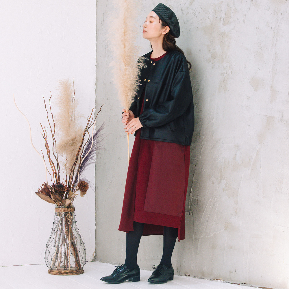 21号(6L~) FONTLAB 異素材コンビアシメワンピース6