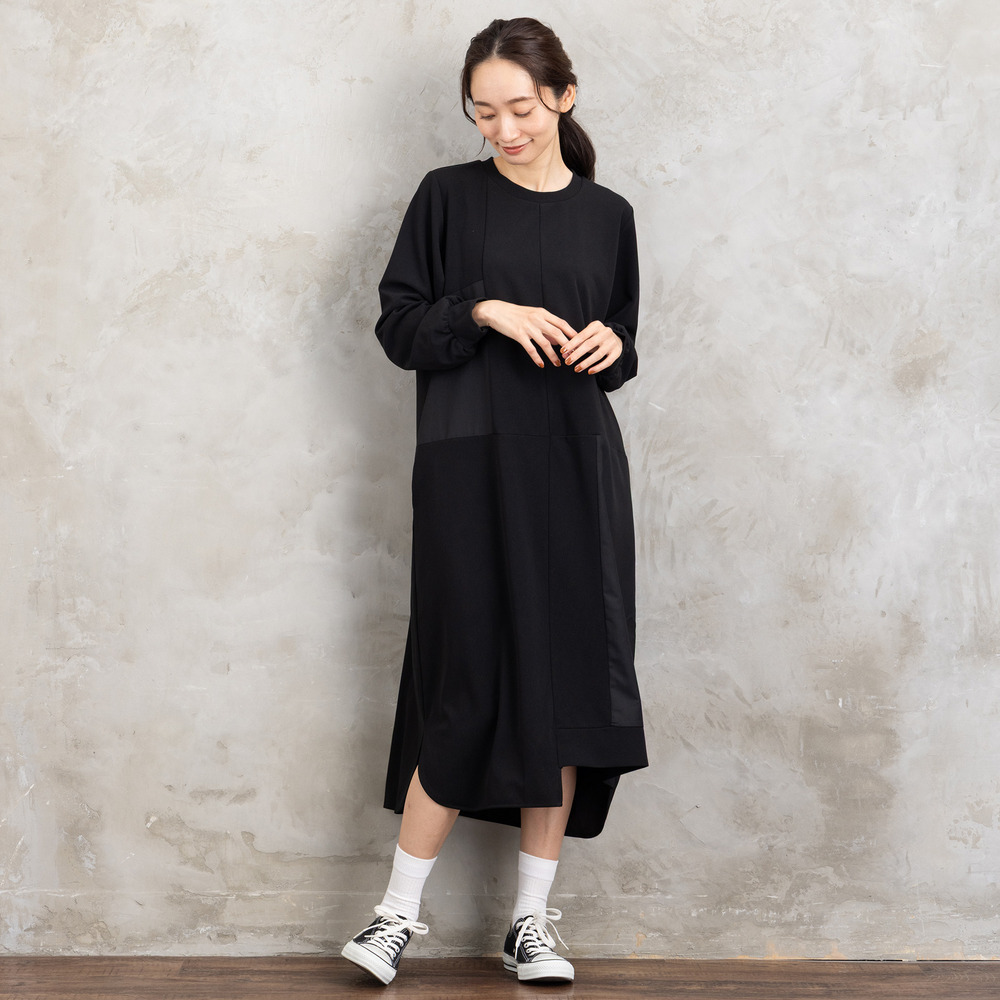 21号(6L~) FONTLAB 異素材コンビアシメワンピース1