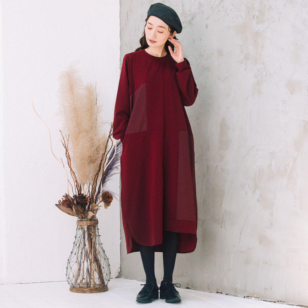 21号(6L~) FONTLAB 異素材コンビアシメワンピース1