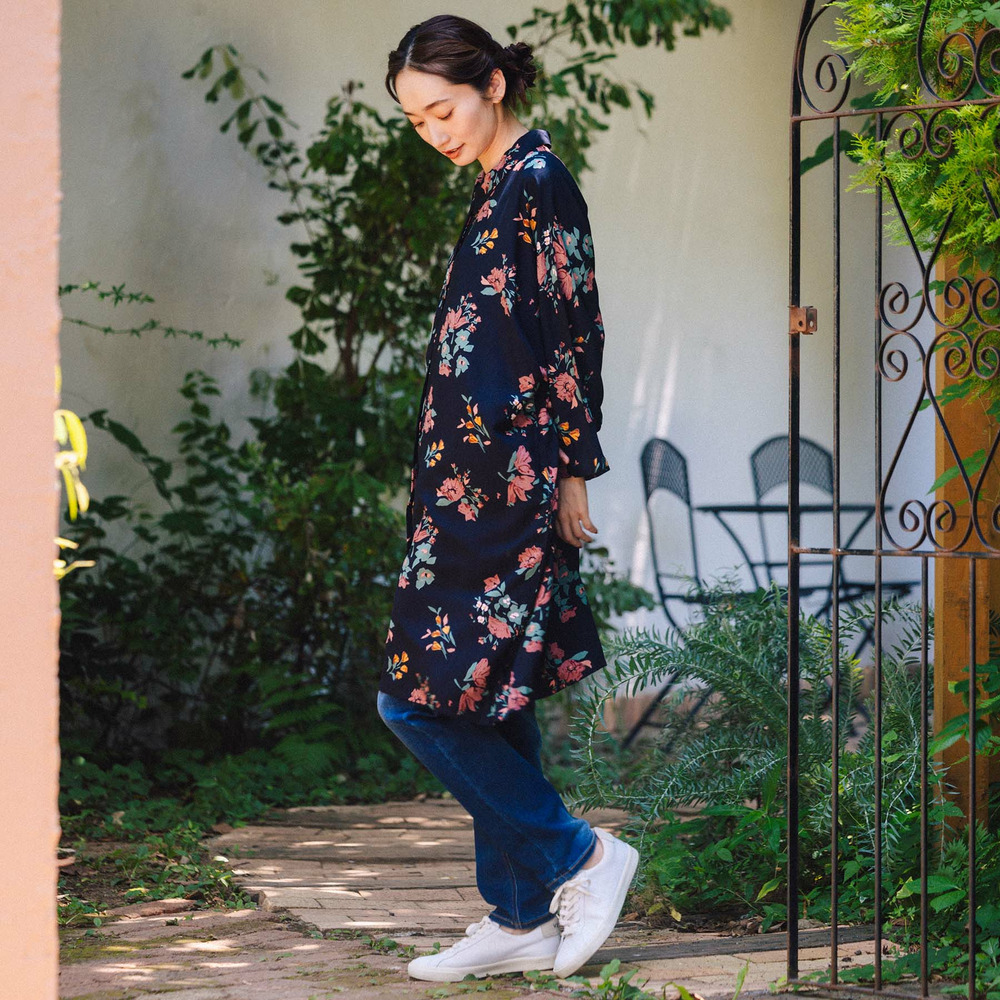 21号(6L~) INDESIGN フラワーブーケプリントシャツチュニック3