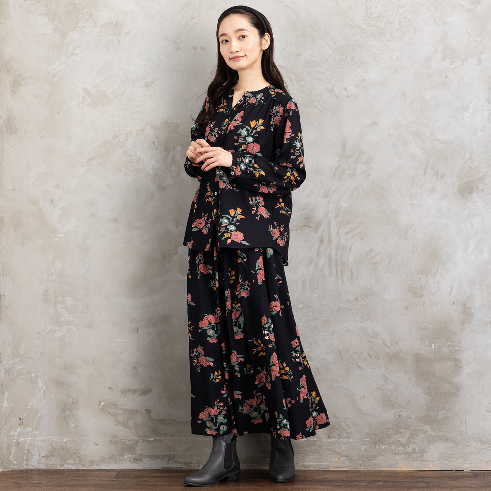 21号(6L~) INDESIGN フラワーブーケプリントブラウス2