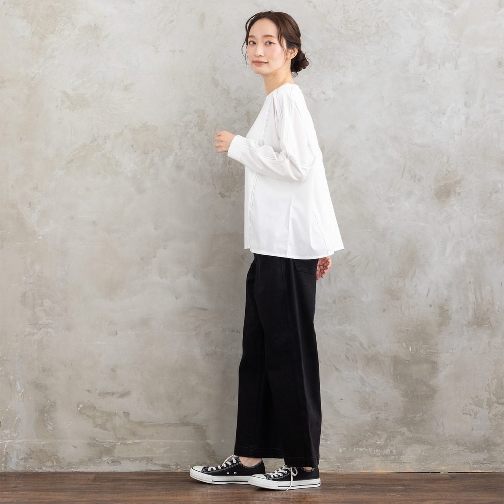 21号(6L~) FONTLAB 布帛コンビ配色ステッチカットソー10